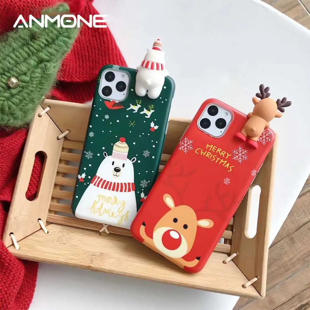 Купить ANMONE Christmas Cartoon Deer Phone Case for iPhone 11 Pro Max Silicone Matte Cover Doll Mobile Shell  Мобильные телефоны и | Бамперы (4000430730748)