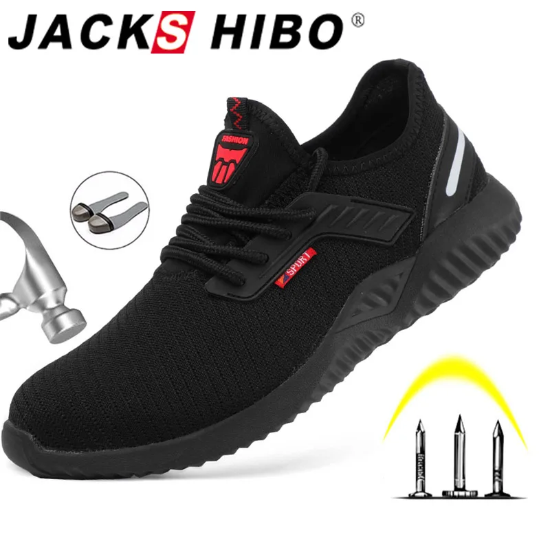 

JACKSHIBO Autumn Safety Work Shoes Boots For Men Anti-Smashing Steel Toe Cap Shoes Indestructible Safety Boots Work Sneakers