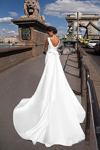 Lorie Русалка свадебное платье с вырезом на спине атласные платья для невесты Vestido de novia Boho Элегантное свадебное платье для женщин на заказ - Цвет: white