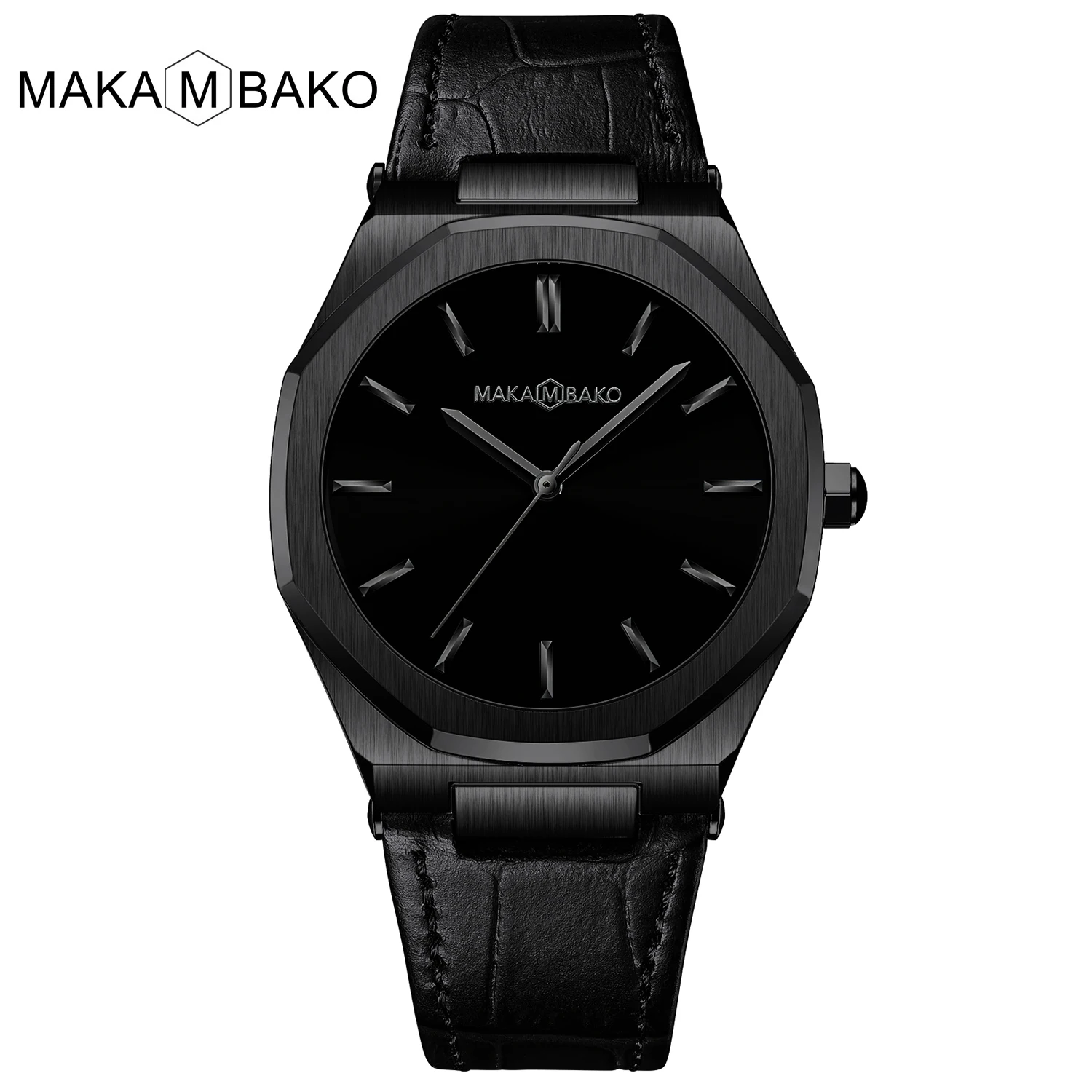 2021 New Luxury Genuine Leather Band Business Men's Quartz Watches Waterproof Creative All Black Dial Brand Male's Wristwatch 