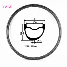YASE 29er XC Сверхлегкий карбоновый mtb дисковый обод бант внешний вид 30x24 мм Асимметричный бескамерный велосипедный диск карбоновый диск mtb обод