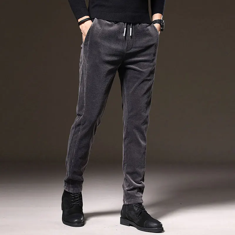 

Autumn Newly Designer Fashion Men Jeans Elastic Slim Fit Casual Business Corduroy Pants Korean Style Vintage Smart Suit Trousers