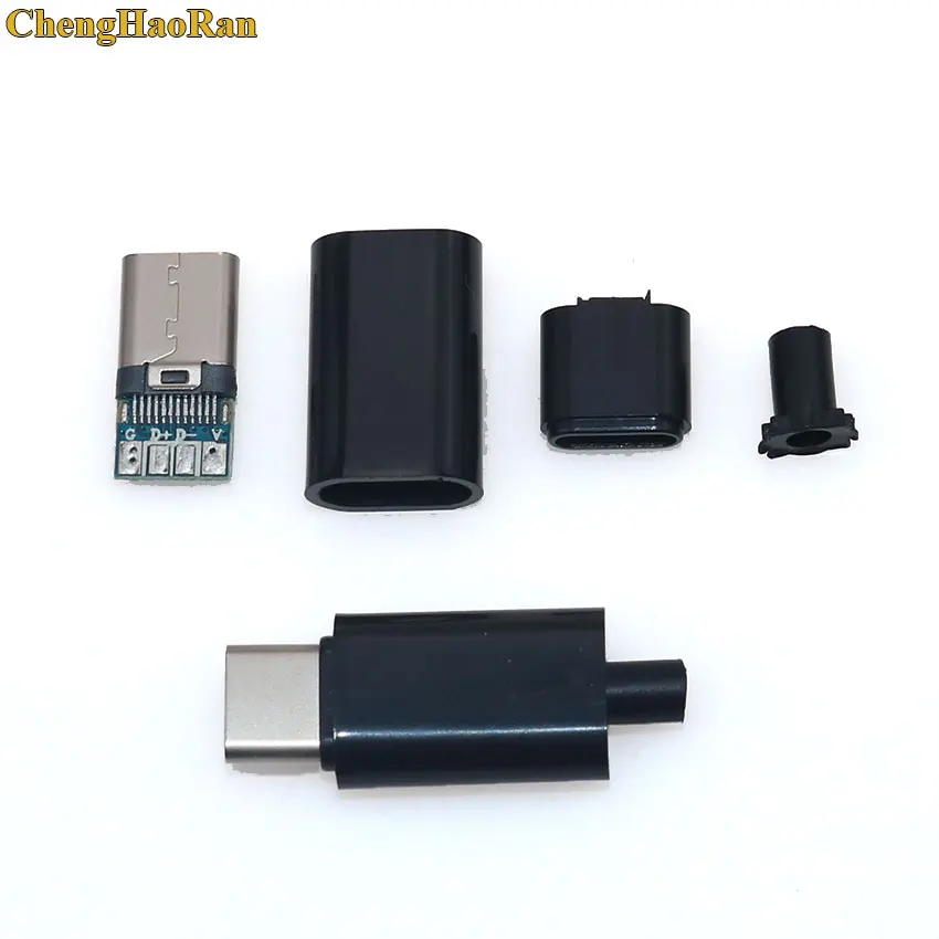 Black ChengHaoRan 10 комплектов OTG USB-3.1 сварочный Штекерный соединитель USB 3,1 type C разъем с печатной платой вилки 4 в 1 DIY адаптер - Цвет: Black