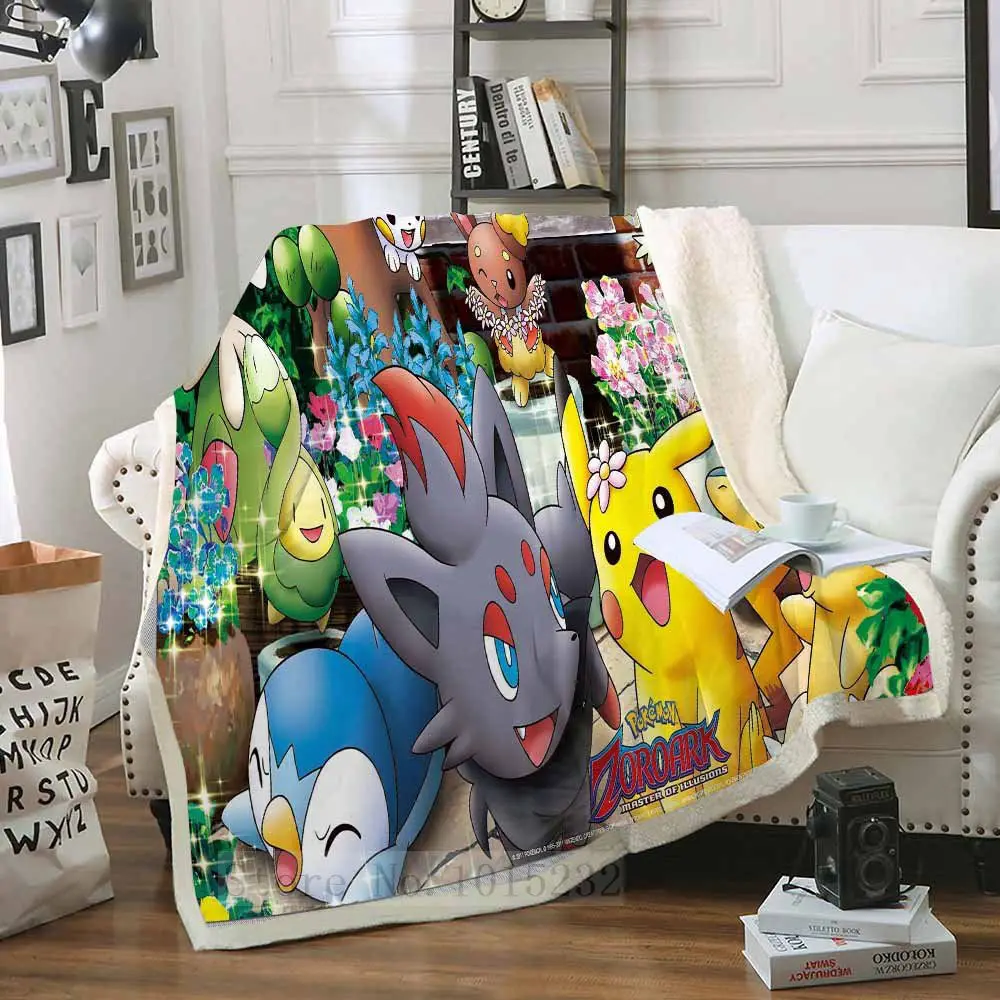 Одеяло Pokemon Pikachu с 3D принтом из шерпы, покрывало для дивана, покрывало для путешествий, постельные принадлежности, бархатное плюшевое Флисовое одеяло, покрывало - Цвет: 27