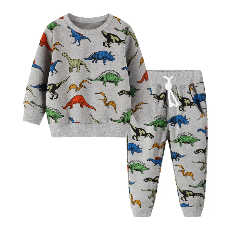 

Jumping Meters Brand New Animals Outfits Boys Girl Toddler Kids Baby Boy Clothing Set Pullover Tops Pant 2PCS Outfits Tracksuit