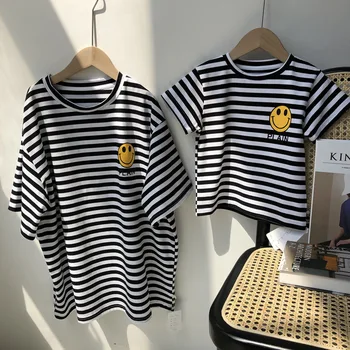 

Parent child summer new 2020 original stripe short sleeve T-shirt