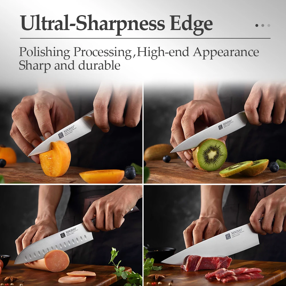 Kitchen Knives 7PCS Kitchen Knife Set Forged German 1.4116 Stainless Steel Sharp Chef Santoku Paring Cleaver Kitchen Scissors Tool Set,kitchen knives