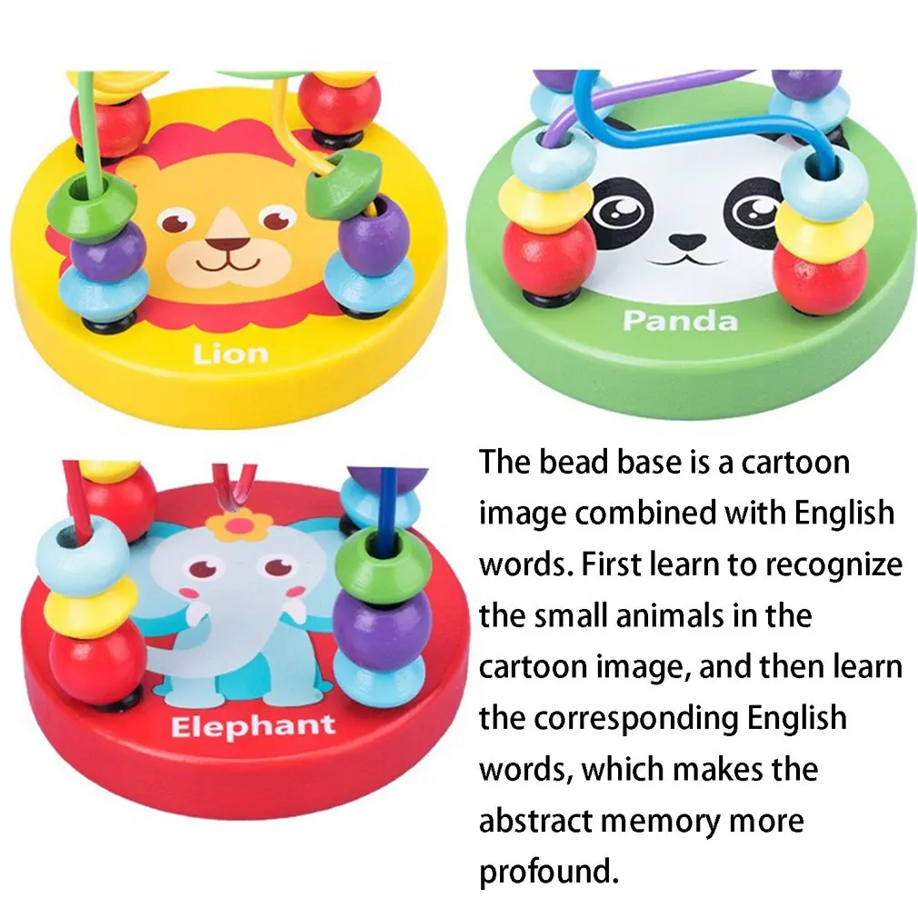 Montessori Educational Math Toy Wooden Mini Circles Bead Wire Maze Roller Coaster Abacus Puzzle Toys Children Kids Gift Educational toys Math toys