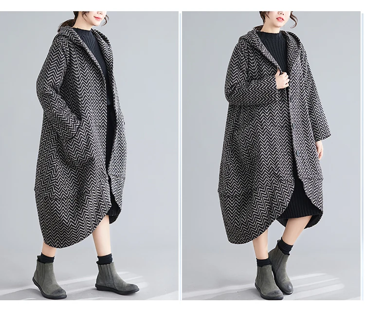 2019 осень и зима новое шерстяное пальто для женщин корейский стиль необычное шерстяное пальто женское дикое с капюшоном женская одежда F196