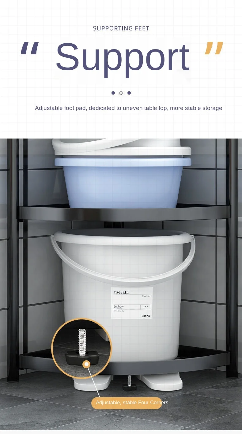 Folding Storage Rack No Installation Bathroom Kitchen Shelf Toilet Storage Shelf 3-Layer