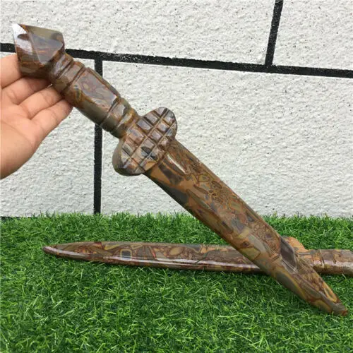 Пара из натурального бамбукового яшмы кварцевого меча в форме кристаллов
