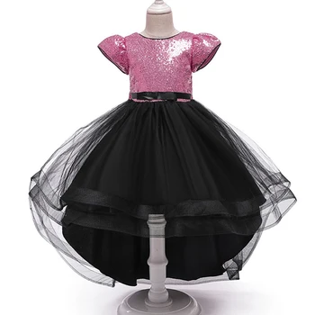 

girls dresses Sequins Big bow 2020 summer new children's dress girls Sequined upper body wedding Trailing dress 3 to 10 years