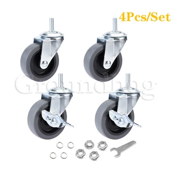 

Caster Wheels 3" Locking Swivel Casters Threaded Stem Casters, Wearable Casters with No Noise Set ,Casters with Brake Pack of 4