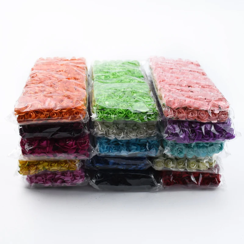 

144 pieces MINI 1.5cm Paper roses bouquet wedding decorative flowers diy gifts candy box christmas Crafts decorations for home