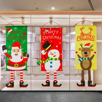 

New Christmas Couplet Decorations Cloth Art, Creative Flags Window Pendants Wall Hangings Atmosphere Christmas Hanging Banners
