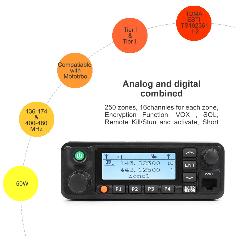 TYT MD-9600 Dual Band 136-174MHz  400-480Mhz Digital Mobile Radio 50/45/25W  High Quality DMR Radio Programming Cable AliExpress