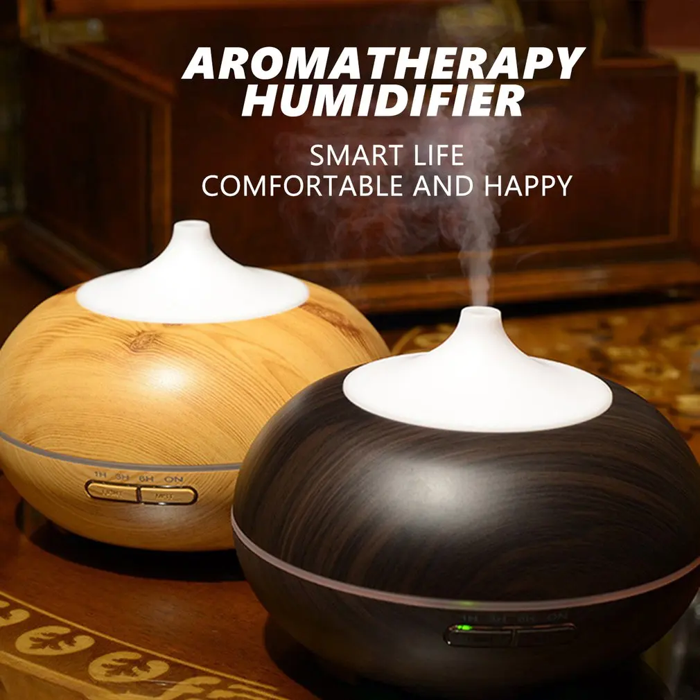 

Round Hotel Wood Aromatherapy Machine Home Silent Humidifier Bar Diffuser Wood Grain Essential Oil Diffuser