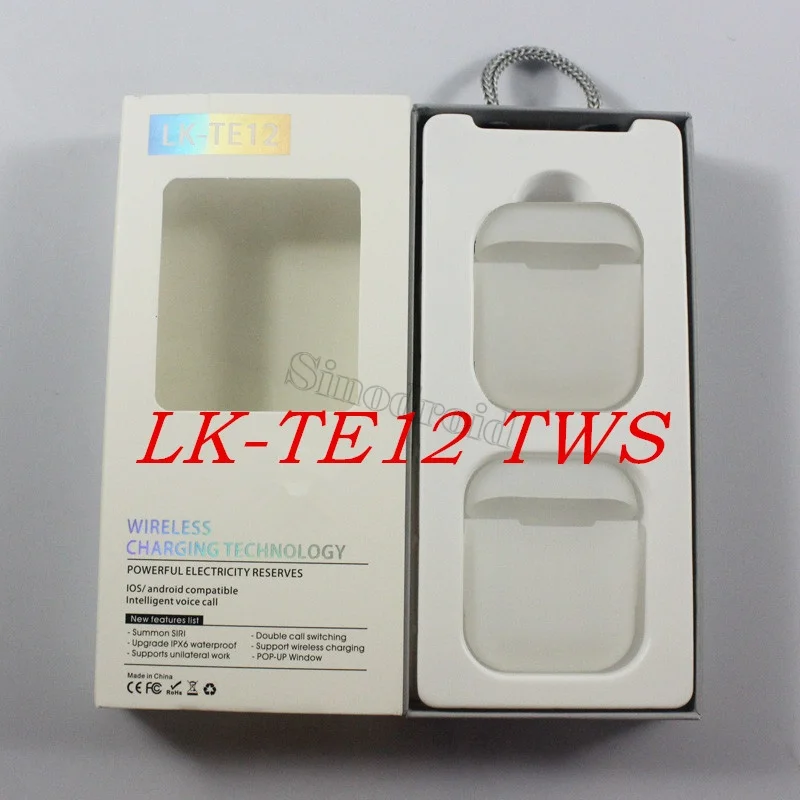 LK-TE12 TWS Bluetooth 5,0, беспроводные наушники, поддержка окна, беспроводное зарядное устройство, стерео супер бас TE12, наушники PK i12 i100