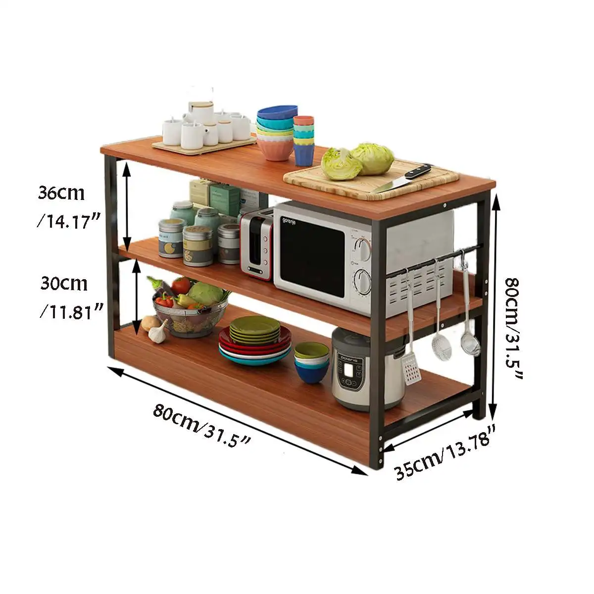 LYWY Estante organizador de cocina, estante de almacenamiento de 3 niveles,  soporte para microondas, soporte de café de pie libre, estante organizador