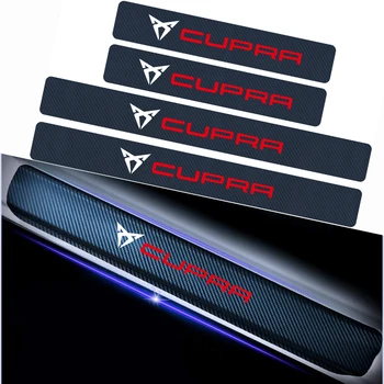 

4 pieces Waterproof Non-slip Carbon Fiber Sticker Door Sill Protector case Car Styling decoration For SEAT Cupra Car Accessories