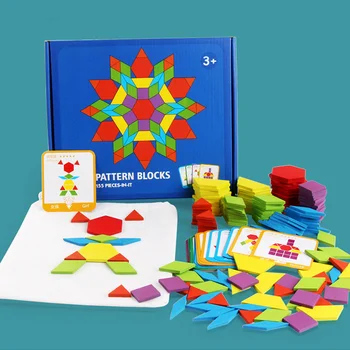 

155 PCS Wooden Creative Shape Jigsaw Puzzle For Children's Early Instruction Intelligence Puzzle Board Variable Geometry Toy