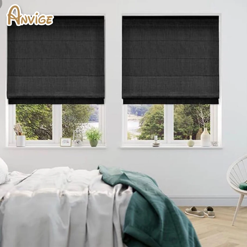 

Motorized Pain Color Full Blackout/Light Filter Roman Shades ,Easy Install Washable Curtains ,Customized Window Curtain Drape