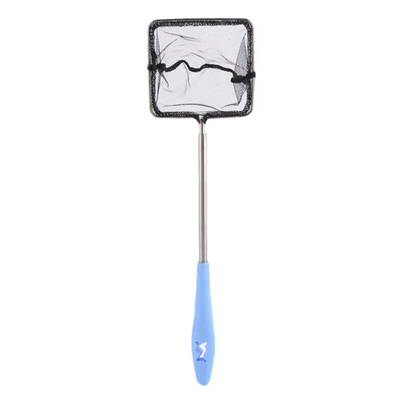 11.11 Folding Fishing Nets Aquarium Fish Net Extend Telescopic Pole Handle Aquarium Square Extendable Shrimp Small - Цвет: B