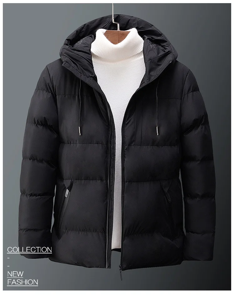 Winter Cotton Dress Men's Slim Fit Thick Cotton-padded Jacket Winter Hooded Cotton Overcoat Short down Coat North Tops