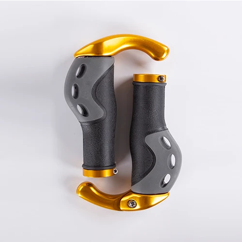 Gold Новые велосипедные ручки алюминиевые резиновые MTB велосипедные ручки замок на велосипедные ручки противоскользящие эргономичные - Цвет: Gold