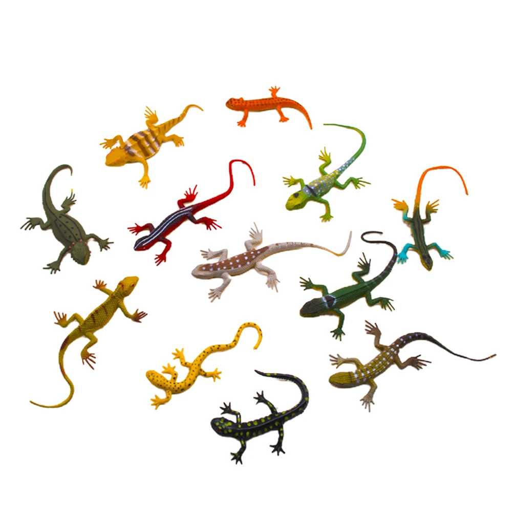 12pcs Simulation Lizard Crawling Toy Soft Solid Lizard Animal Model Children's Educational
