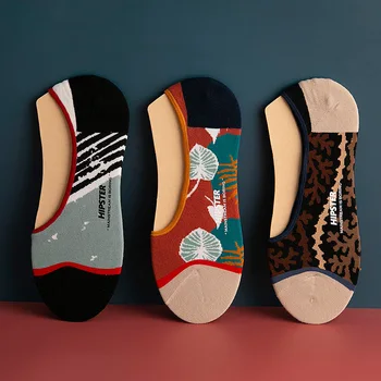 

Men's Socks Summer Thin Section Invisible Tide Socks Japanese Cotton Silicone Non-slip Socks Personalized Fashion Boat Socks