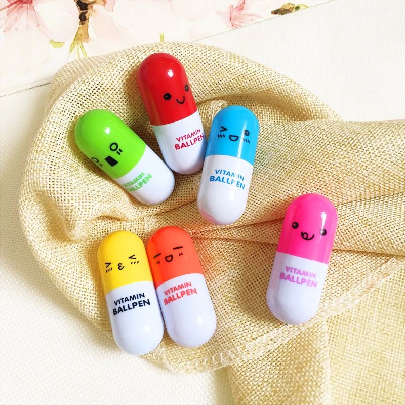 Cute Kawaii Blue Ink Capsule Creative Pills Ball Ballpoint Pens Ballpen For Office School Writing Supplies Stationery |