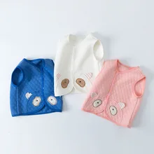 Детский жилет, осенне-зимний Кардиган для мужчин и женщин, тонкий жилет из чистого хлопка на пуговицах, жилет для младенцев, одежда