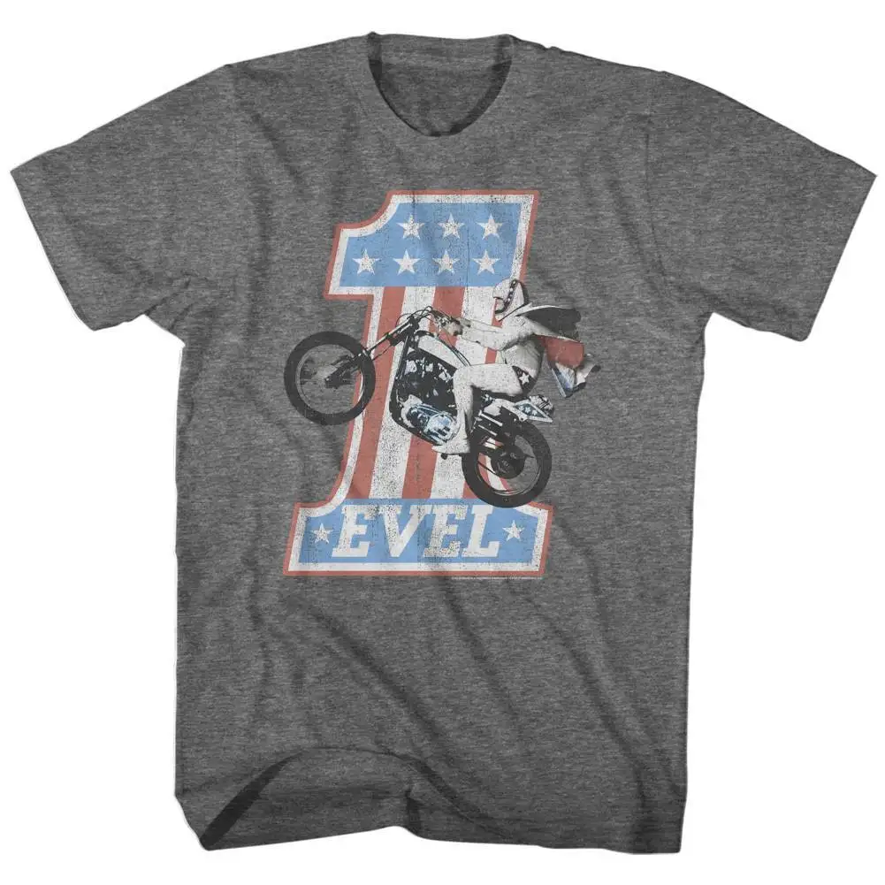 EVEL KNIEVEL Men's Short Sleeve T-Shirt GRAPHITE HEATHER ONE custom printed tshirt hip hop funny tee mens shirts | Мужская одежда