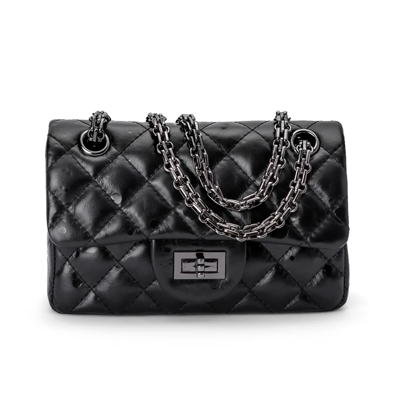 

Classic Rain Pattern Rhombus Chain Bag Women's Genuine Leather Brand Lady Bag Versitile Fashion Cowhide Single-shoulder Crossbod