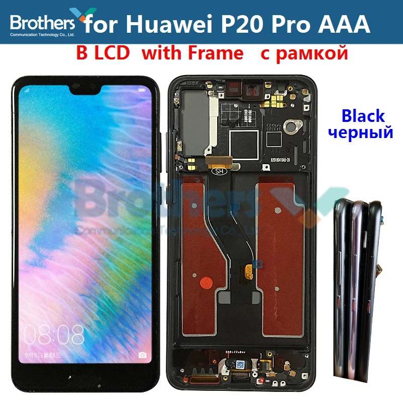 ЖК-дисплей Дисплей для huawei P20 Pro ЖК-дисплей Экран для P20 Pro CLT-L09 CLT-L29 CLT-AL00 CLT-AL01 ЖК-дисплей сборки Сенсорный экран планшета Тесты - Цвет: B LCD Black Frame