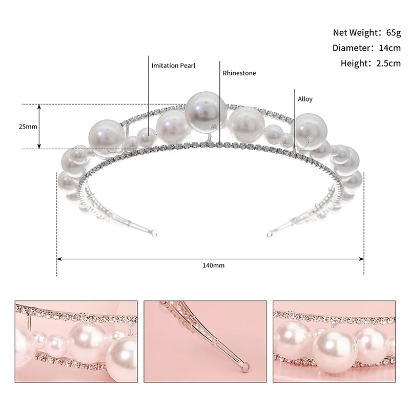 QYY Bridal Hairband Pearl Headband for Women Hair Accessories Party Headbands Tiaras and Crowns Headpiece Hair Jewelry Gifts