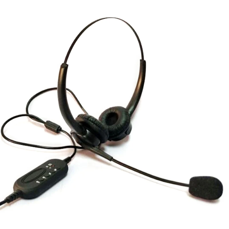 USB Noise Reduction Headset with Microphone Gooseneck Mic Call Center Office PC Computer On Ear Wired Headphones
