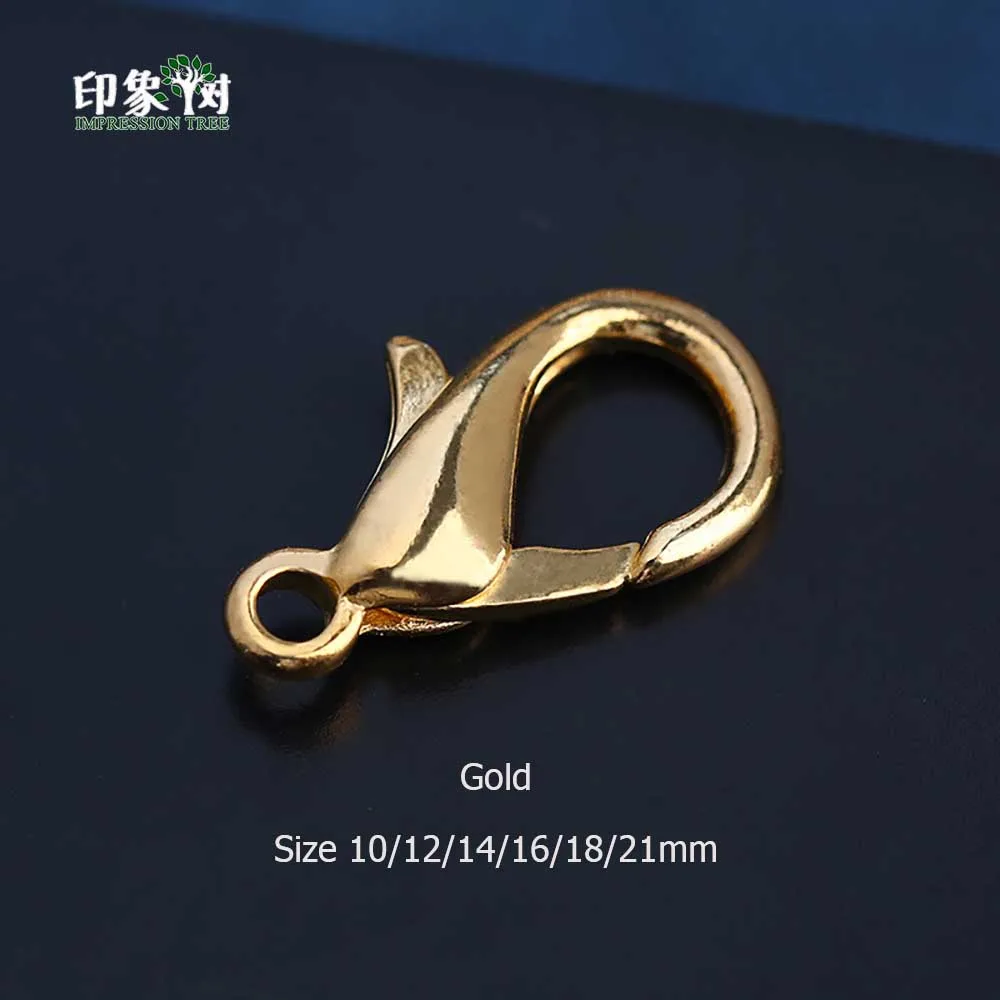 Gold 1Pcs 1 шт. 10/12/14/16 мм цинковый сплав Застежками Омаров коготь, крючки, станок и мульти Цвет покрытием никель привести Cad Бесплатные DIY Изготовление, поиск ювелирных изделий 301 - Цвет: Gold 1Pcs