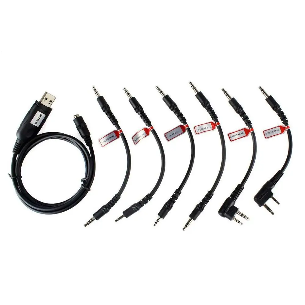 Черный Retevis 6 в 1 USB Программируемый кабель адаптер для Motorola HYT ICOM BAOFENG PUXING KENWOOD YAESU радио
