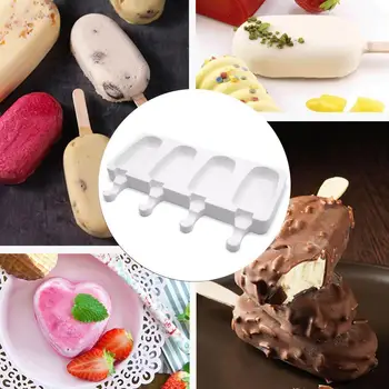 

Ice Cream Molds Juice Popsicle Homemade Food Grade Ice Lolly Cream Silicone Bar Molds Freezer Kitchen Maker Moulds Maker Ic X0M7