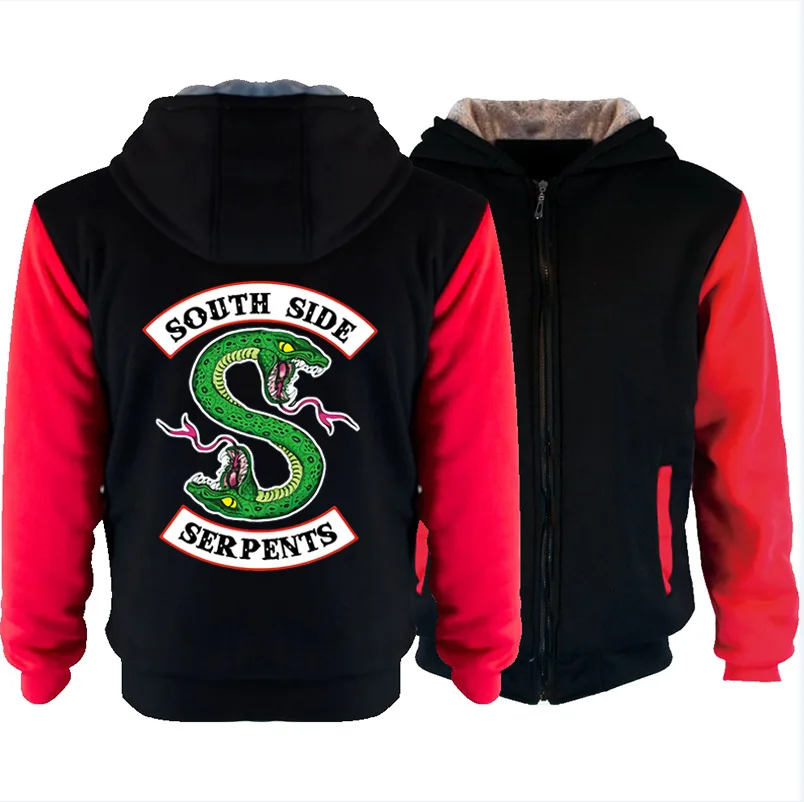 "South Side serpents" толстовки Для мужчин Off White молнии уличная одежда в стиле «хип-хоп», на мальчиков и девочек, теплые кофты Повседневное толстовка с капюшоном для детей