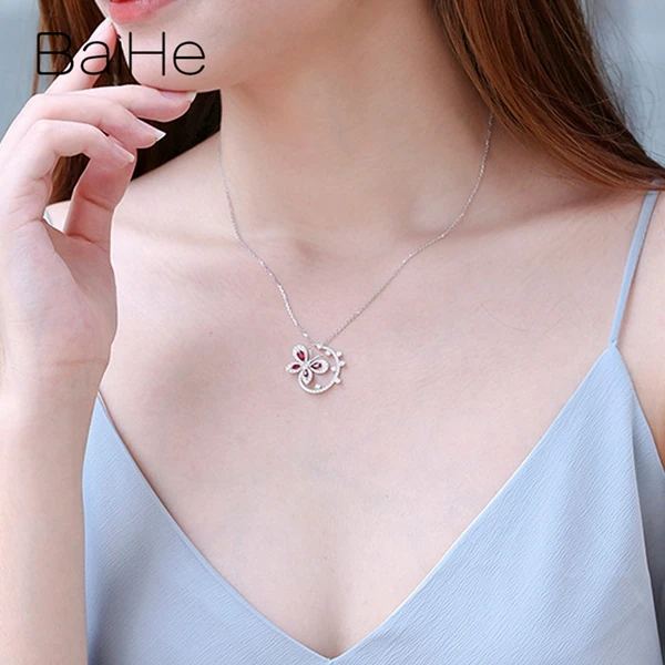 BAIHE Solid 18K белое золото Сертифицированный 0.50ct безупречный натуральный рубис бриллианты Свадебные модные ювелирные изделия ожерелья