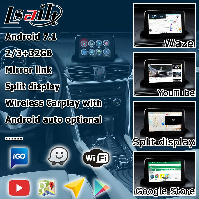 Android/carplay интерфейс коробка для новых Mazda CX-4 CX4 с youtube gps навигация видео интерфейс коробка waze Яндекса по Lsailt