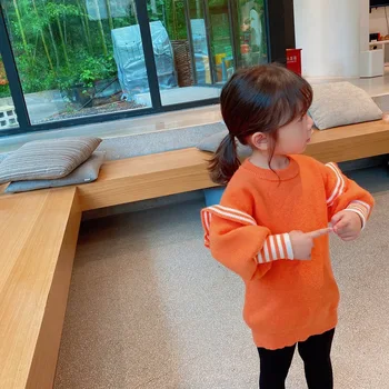 

Kids Sweater 2020 Autumn and Winter New Children's Clothing Girls Sweaters Orange Sweater Casual Full Tops