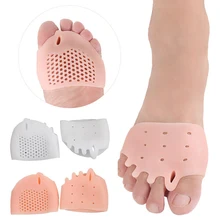 2Pcs/Pair Silicone Comfortable Toe Braces 5-holes Foot Toe Braces Orthopedic Insoles For Foot Care Solid Color Shoe Soles Pads