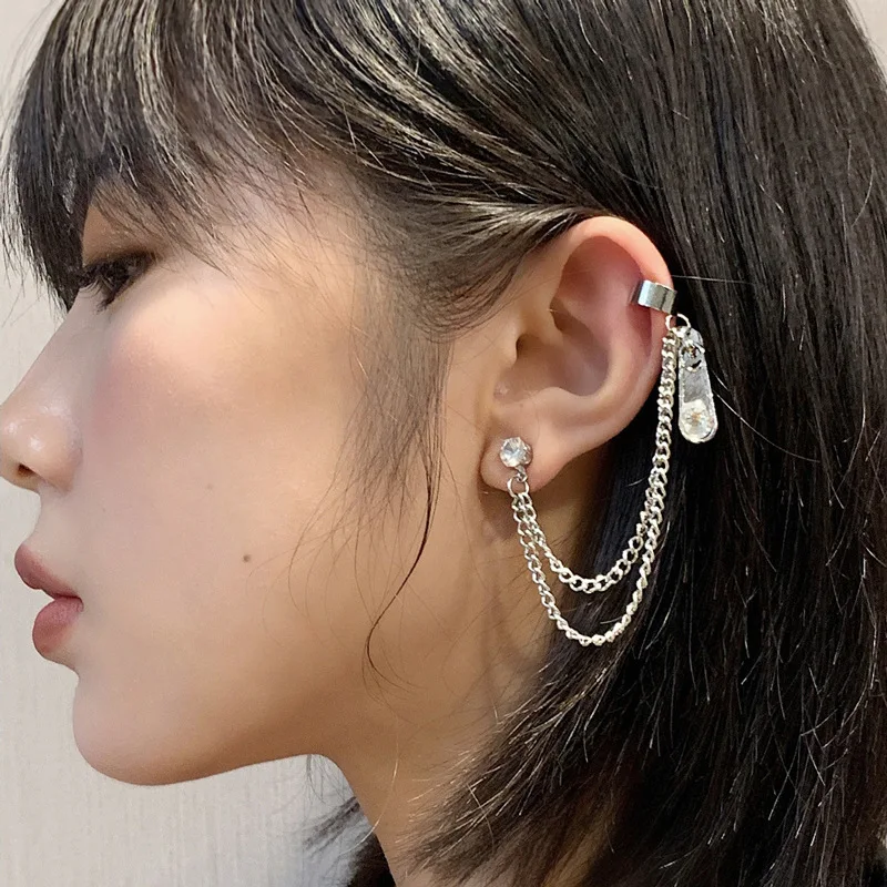 New Fashion Punk Butterfly Clip Earring for Teens Women Men Ear Cuffs Zinc Alloy Cool Jewelry Vintage Retro Chain Earings Metal