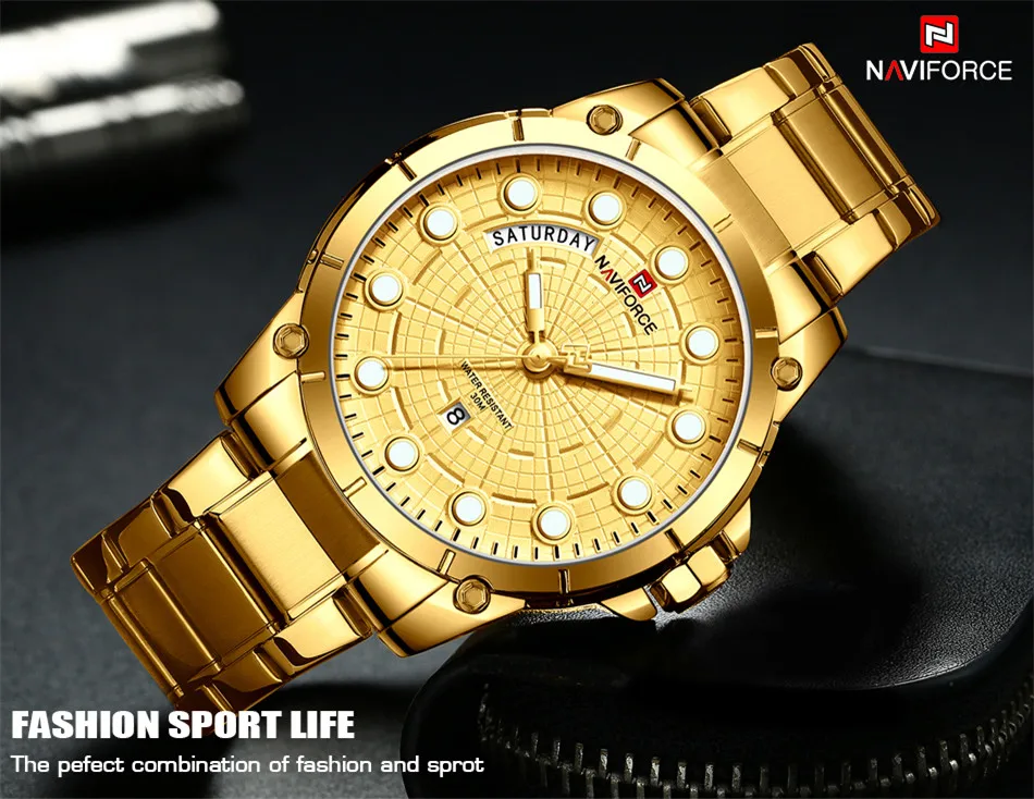 NAVIFORCE Men's Watch, Men's Luxury Stainless Steel Watch, Fashion Trend Men's Watch, Business Casual Men's Watch, Men's Sports