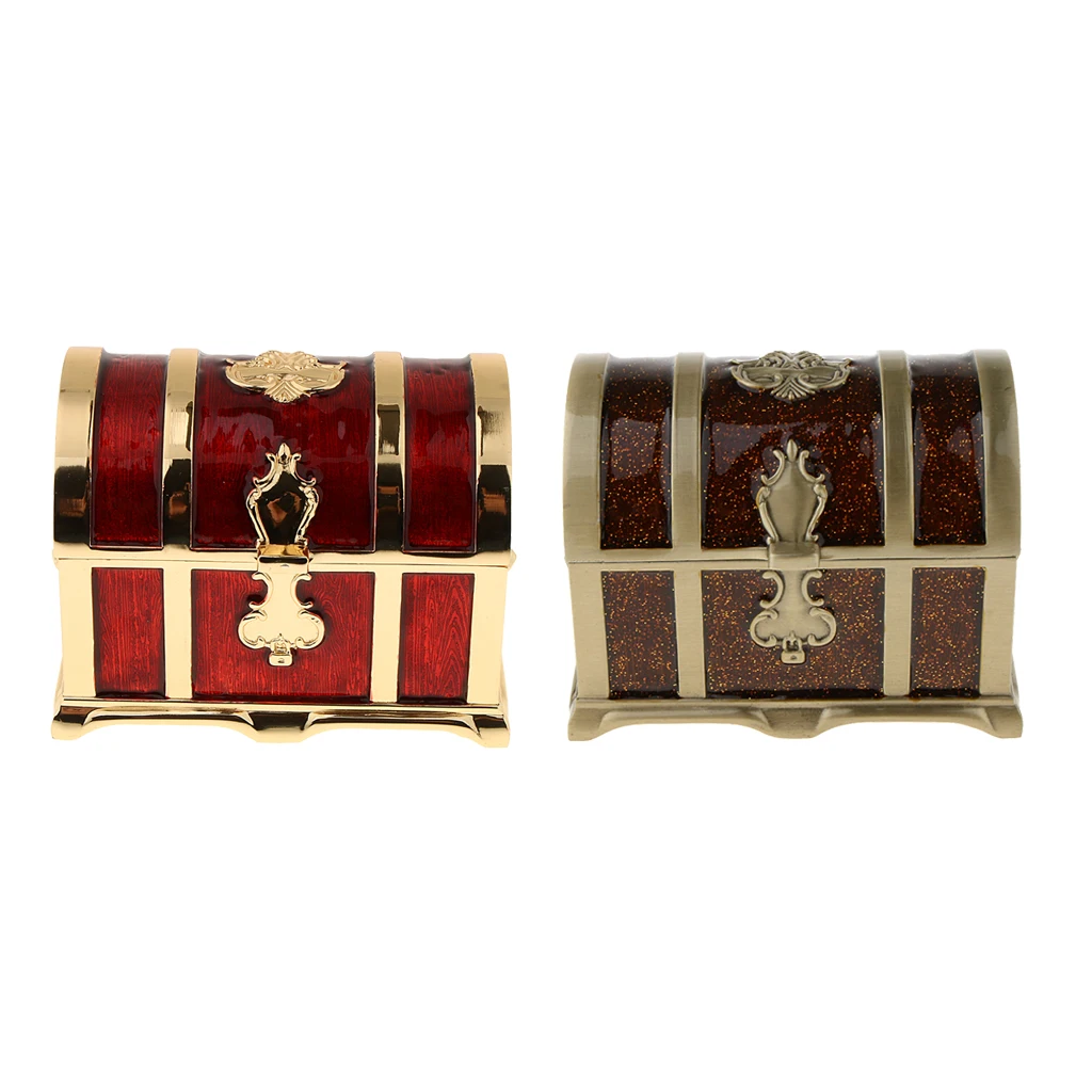

Rectangle Vintage Soft Enamel Treasure Chest Trinket Jewelry Box Case Holder