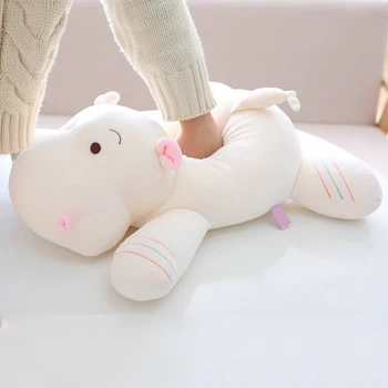 

Children Hippo Shape Stuffed Animal Sofa Birthday Soft Plush Doll Pillow Cartoon Cushion Cute Toys Down Cotton Gift